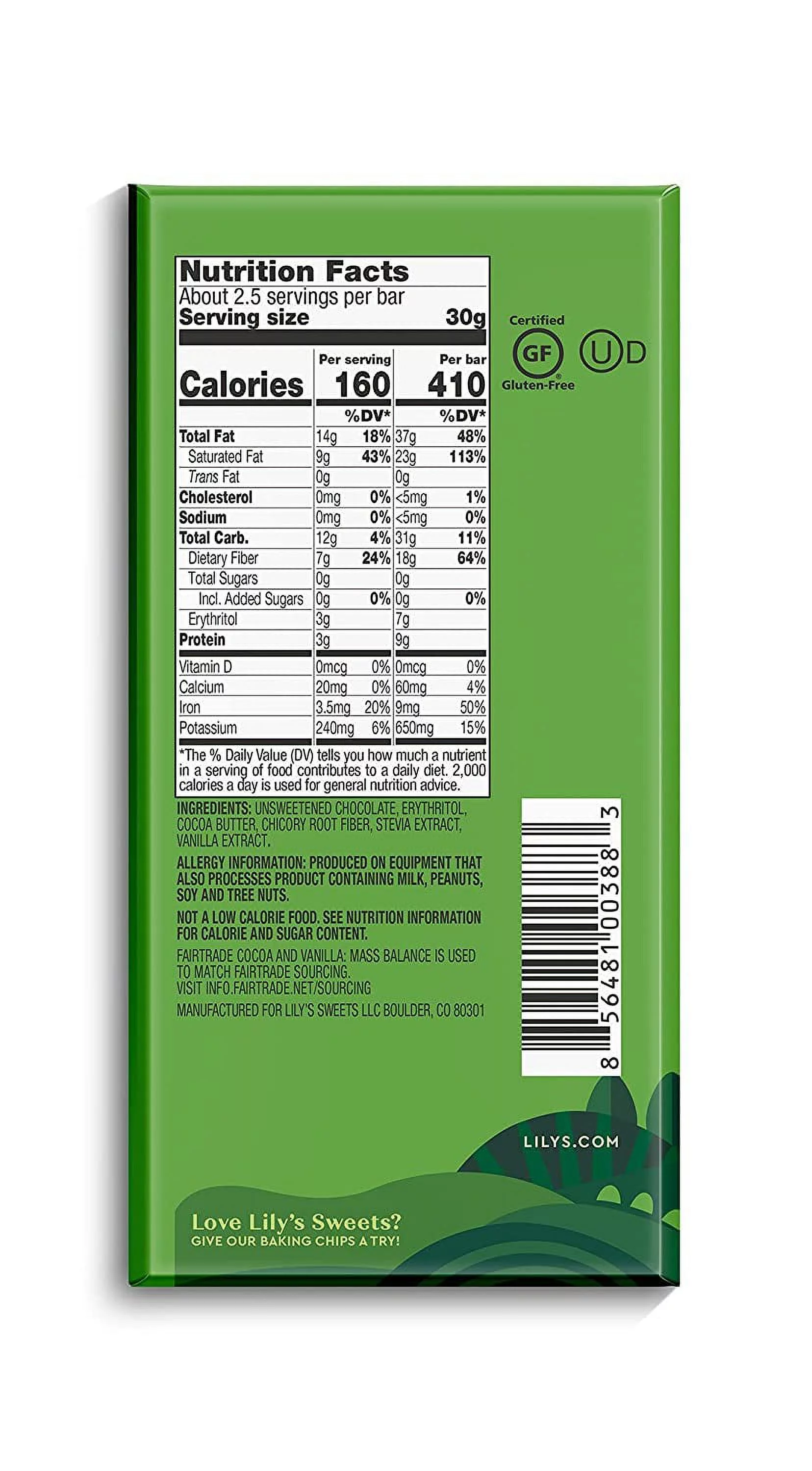 Lily's Sweets 85% Extremely Dark Chocolate Bar 2.8 oz Pack of 4