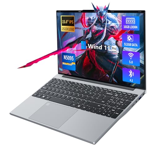 2025 Gaming Laptop,15.6 Inch Laptop,Laptops 16GB 512GB SSD,Laptop Computer N5095,Traditional Laptop Computers 180 Angle Opening,Lap top Fingerprint Unlock Backlit Keyboard,1920X1080 FHD IPS MINI-HDMI
