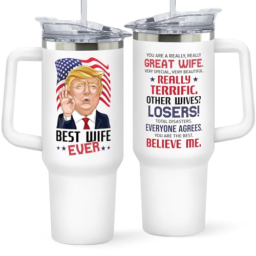 Gifts for Wife from Husband - Wedding Anniversary for Women, Birthday, Mothers Day, Christmas Wife Gifts for Her - Romantic Love Gift for Her - 40 Oz Stainless Steel White Tumbler