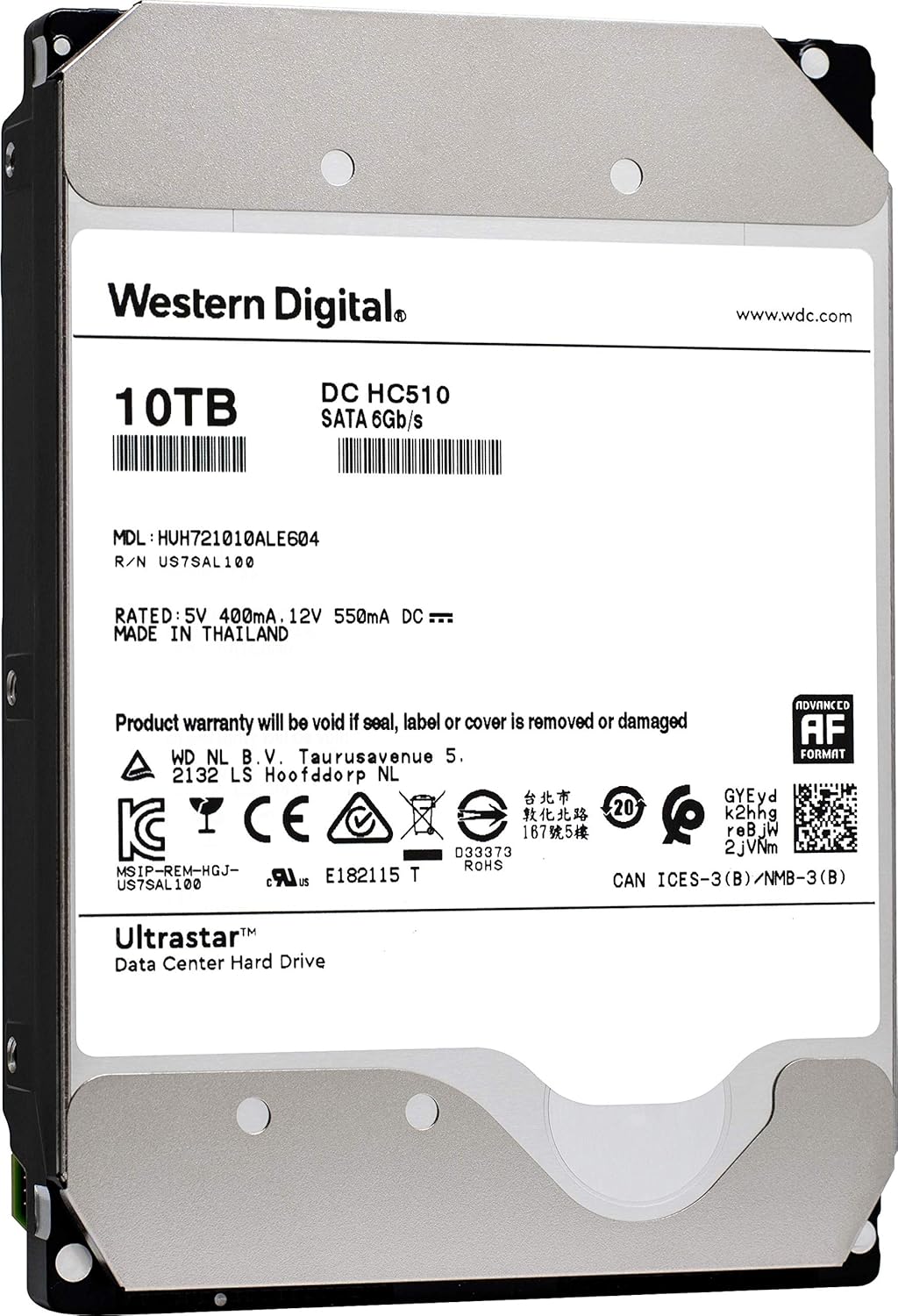 HGST Ultrastar He10 | HUH721010ALE600 (0F27452) | Power Disable | 10TB SATA 6.0Gb/s 7200 RPM 256MB Cache 3.5in HDD | 512e | Enterprise Hard Drive (Renewed)