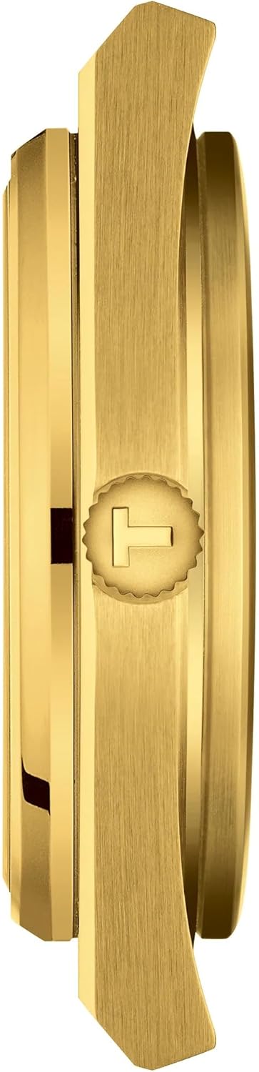 Tissot Mens PRX 316L Stainless Steel case with Yellow Gold PVD Coating Quartz Watch, Yellow, Stainless Steel, 12 (T1374103302100)