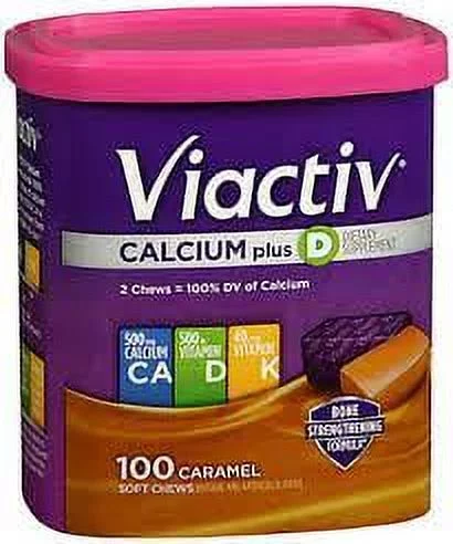 VIACTIV Calcium Plus D, Soft Chews, Caramel 100 EA (Pack of 2)