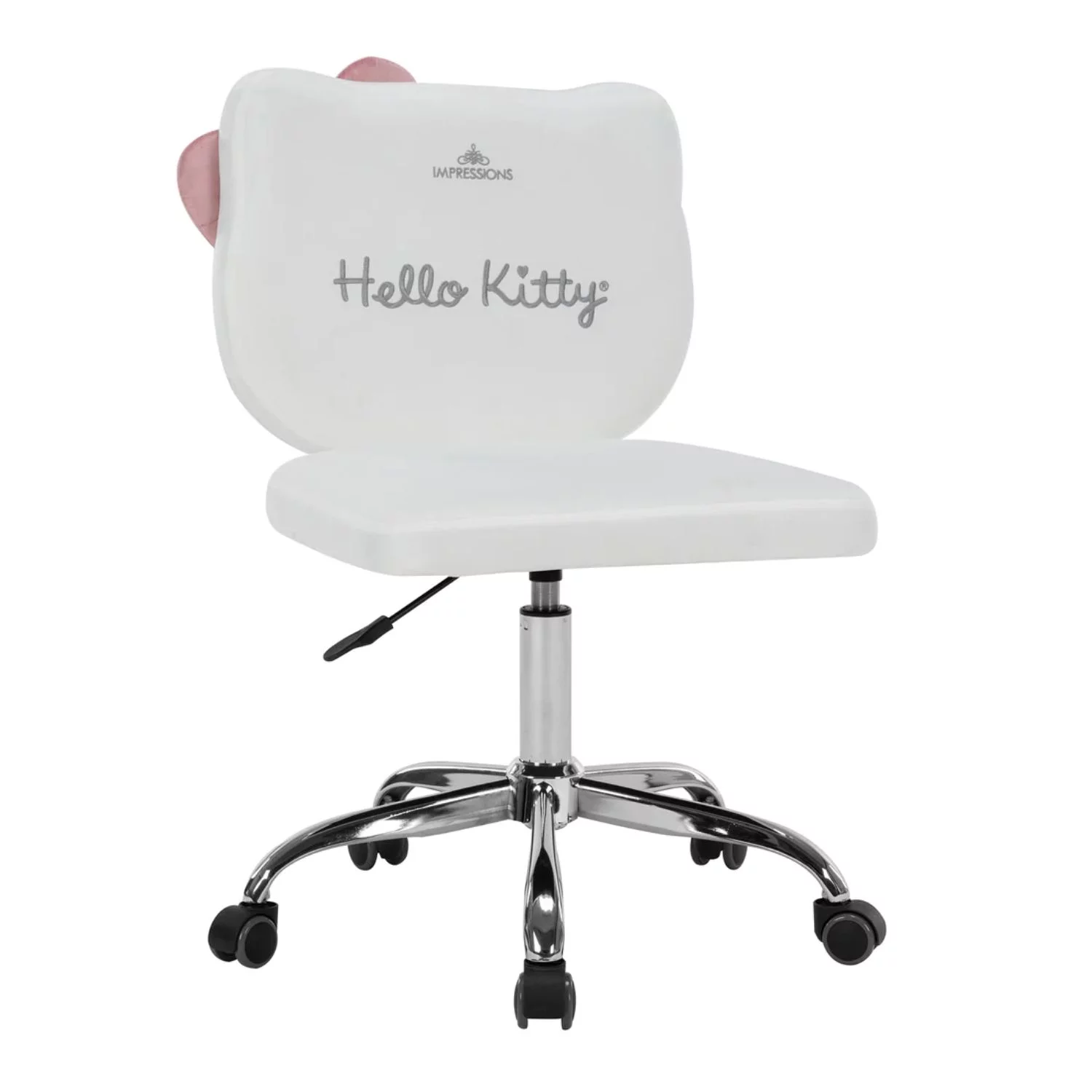 Impressions Vanity Hello Kitty Kawaii Swivel Vanity Chair for Makeup Room with Wheels Rolling Armless Chair (Pink)