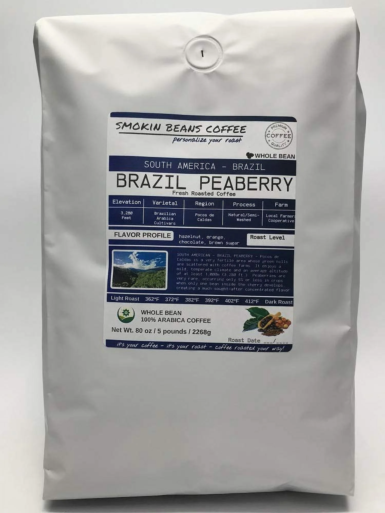 Brazil Peaberry ( Roasted Coffee) Arabica South America Roasted-To-Order Daily Full-City Roast Whole Bean We Can Grind Or Provide Lighter Or Darker Roast Upon Request Message At Checkout