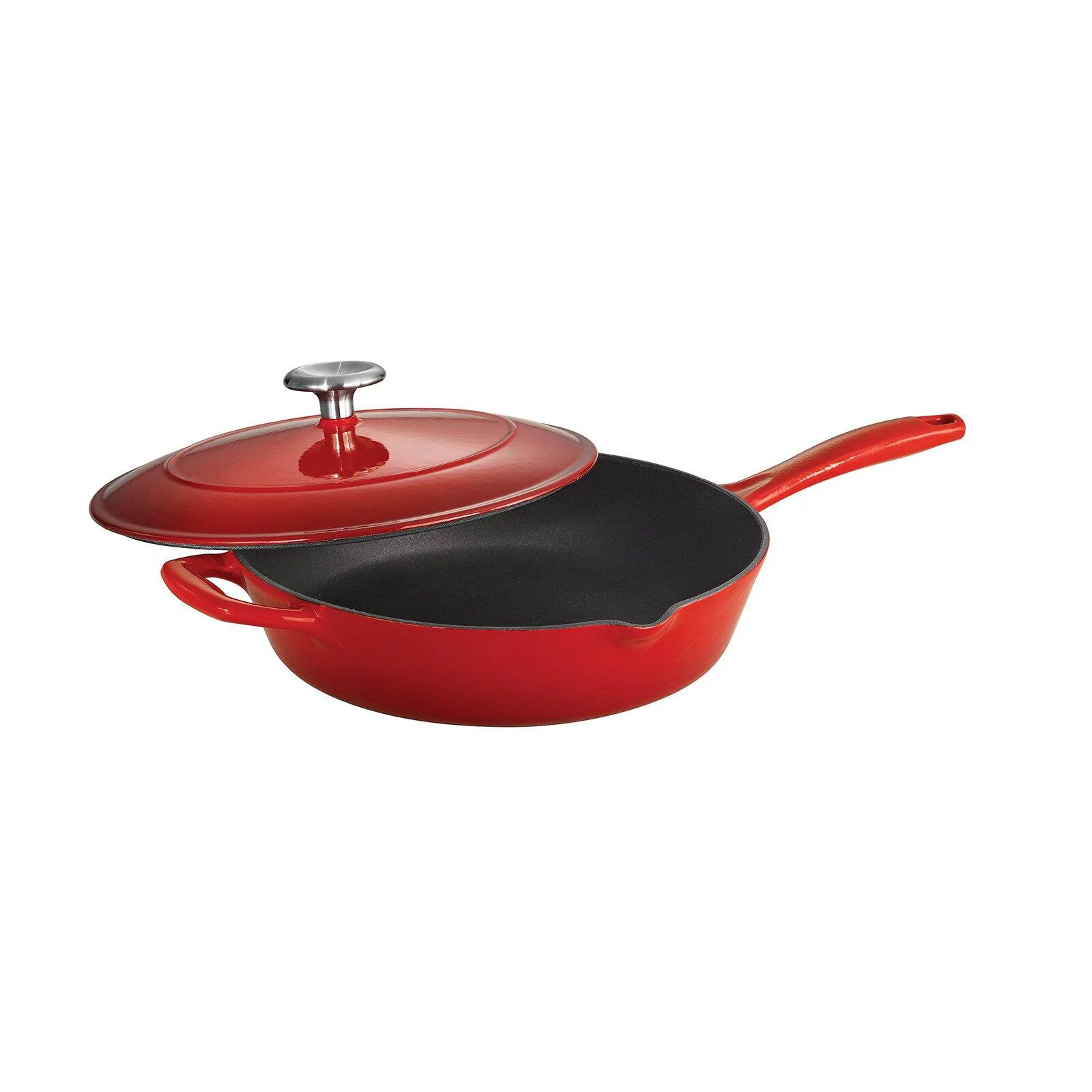 Tramontina Gourmet Enameled Cast Iron Covered Skillet Gradated, Red