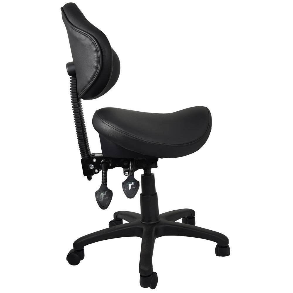 ES Ergonomic Rolling Saddle Stool with Adjustable Height and Backrest
