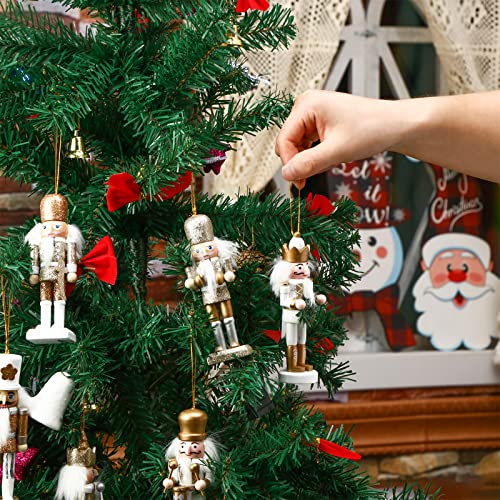 Jetec 10 Pcs Christmas Nutcracker Ornaments Wooden Hanging Decorations 5 Inch Tall Nutcracker Figures Christmas Decorations(Delicate Style)