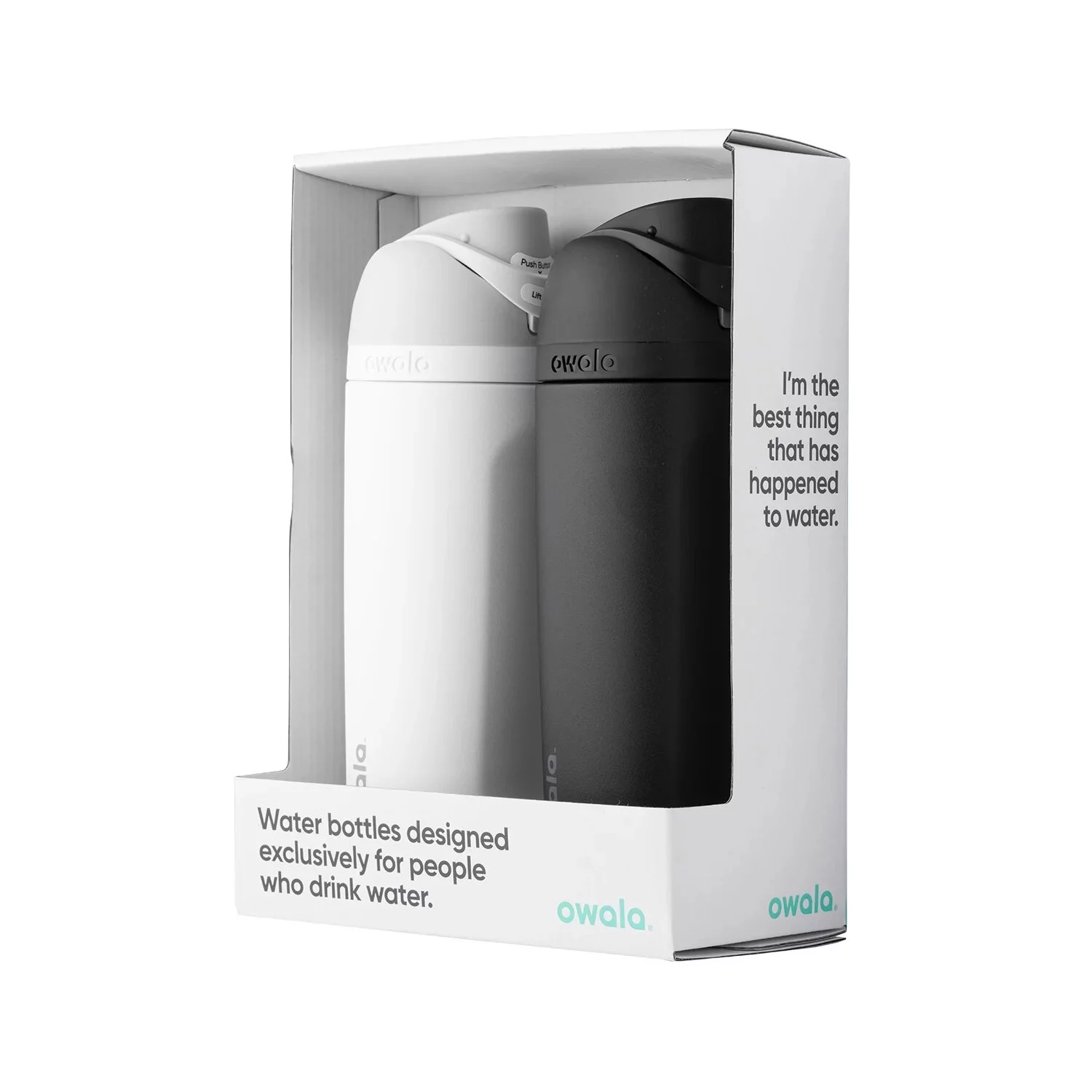 Owala FreeSip 24-oz. Stainless Steel Water Bottle Combo Pack Black/White