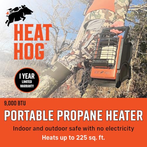 Heat Hog 9,000 BTU Portable Propane Radiant Space Heater, Indoor, Outdoor, Garage, Camping, Outdoor Sports, Boating, RVs, Tiltable Design, Gas Powered