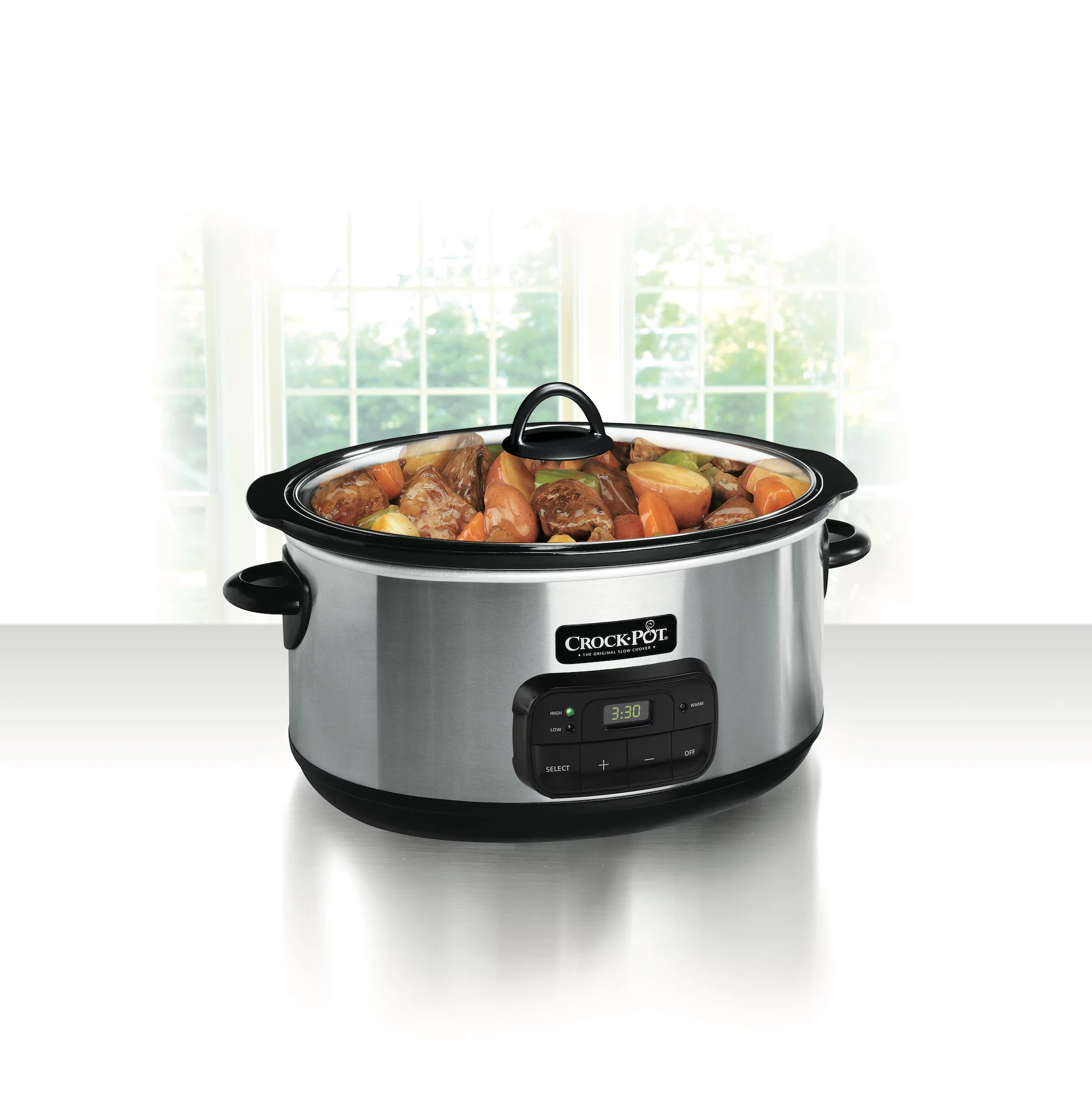 Crock-Pot 7-Quart Polished Flat Control Programmable Slow Cooker (SCCPVF710-P-WM)