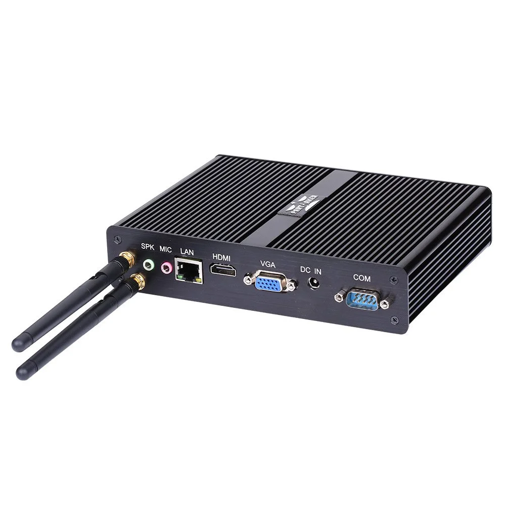 PARTAKER Fanless Mini PC,Desktop Computer,Kodi Box,with 2*COM Intel Celeron J1800,(Black), P6,8G RAM 512G SSD,Windows 10 Pro/Linux Ubuntu