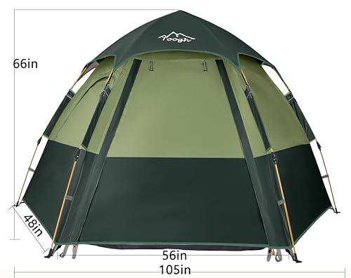 2-3-4 Person Camping Tent 60 Seconds Easy Quick Set Up Tent Waterproof Pop Up Dome Family Hexagon Outdoor Sports Backpacking Tents Double Layer Flysheet Camping Sun Shelters 2 doors