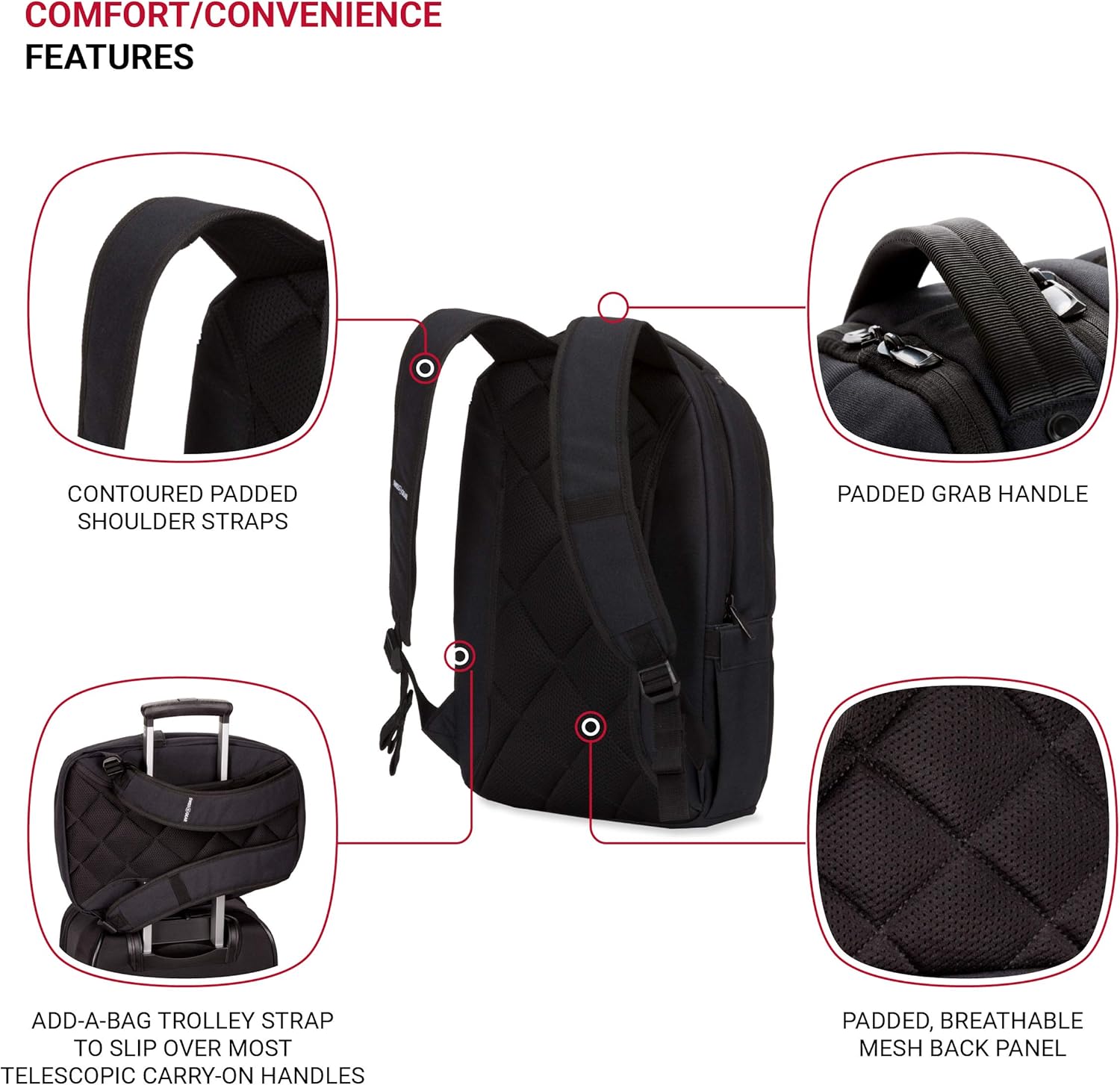 SwissGear 3573 Compact Laptop Backpack, Black, 17-Inch