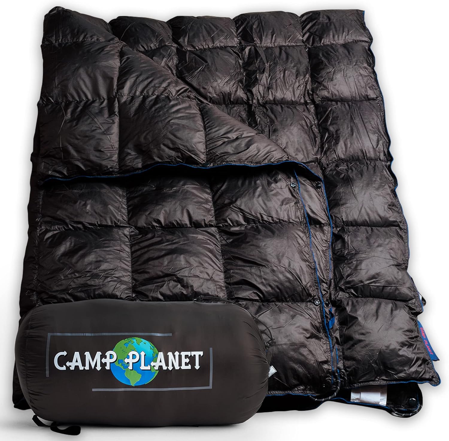 Duck Down Camping Blanket-Puffy Backpacking Quilt for1 Person -Genuine Down -Packable Lightweight Warm Puffer Blanket for Cold Weather Hiking -Waterproof Travel Gear -Throw Blankets for Camp Army