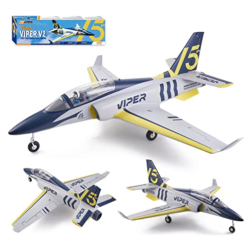 Fms Rc Jets 70mm Viper V2 EDF Navy Blue rc Airplanes for Adults for Trainer for Beginners 6 CH Remote Control Planes PNP (NO Control Battery Charger)