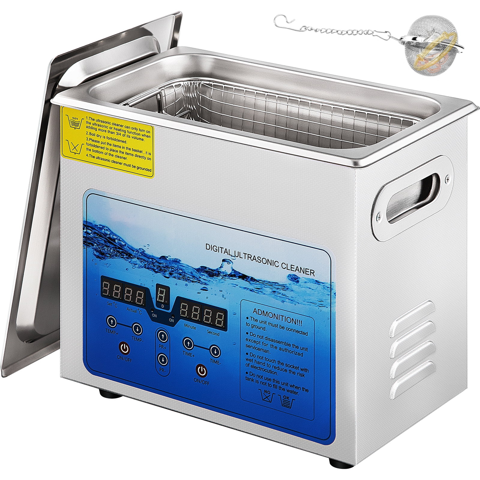 SKYSHALO Ultrasonic Cleaner Jewelry Cleaning Machine w/ Digital Timer and Heater 3L - Curated Treasures Market