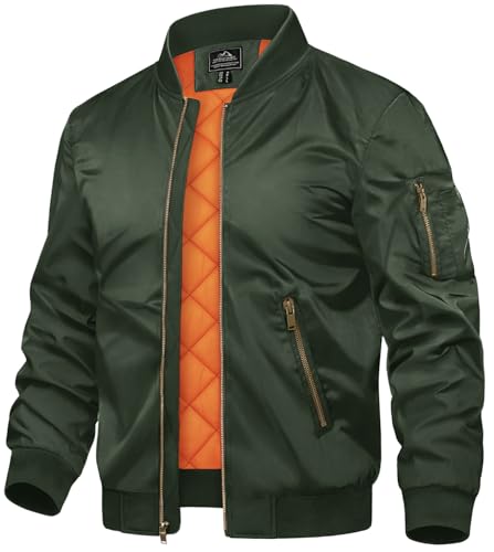 TACVASEN Men's Jackets-Bomber Jacket Fall Winter Warm Windbreaker Full Zip Casual Padded Coats