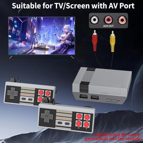 Biloxi 620 Retro Game Console, 8-Bit Classic Mini Video Game Consoles Built-in with 620 Games and 2 Controllers for Christmas Birthday Gifts- HDMI and AV Output