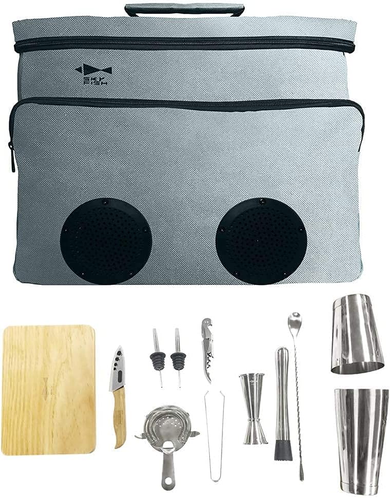 Cocktail Travel Set,SKY FISH 13 -Pieces Bartender Kit Including Bar Tools And Insulated Bag For Travel, Camping And Picnic