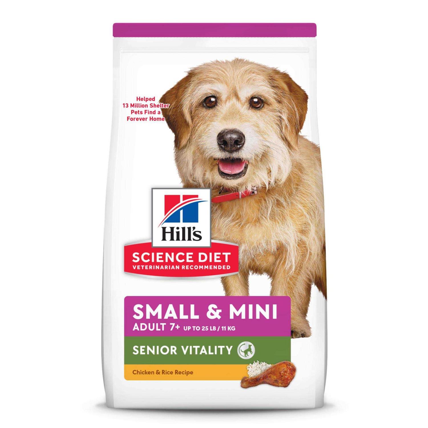 Hill's Science Diet Adult 7+ Senior Vitality Small & Mini Chicken & Rice Recipe Dog Food - Pet Supplies online store