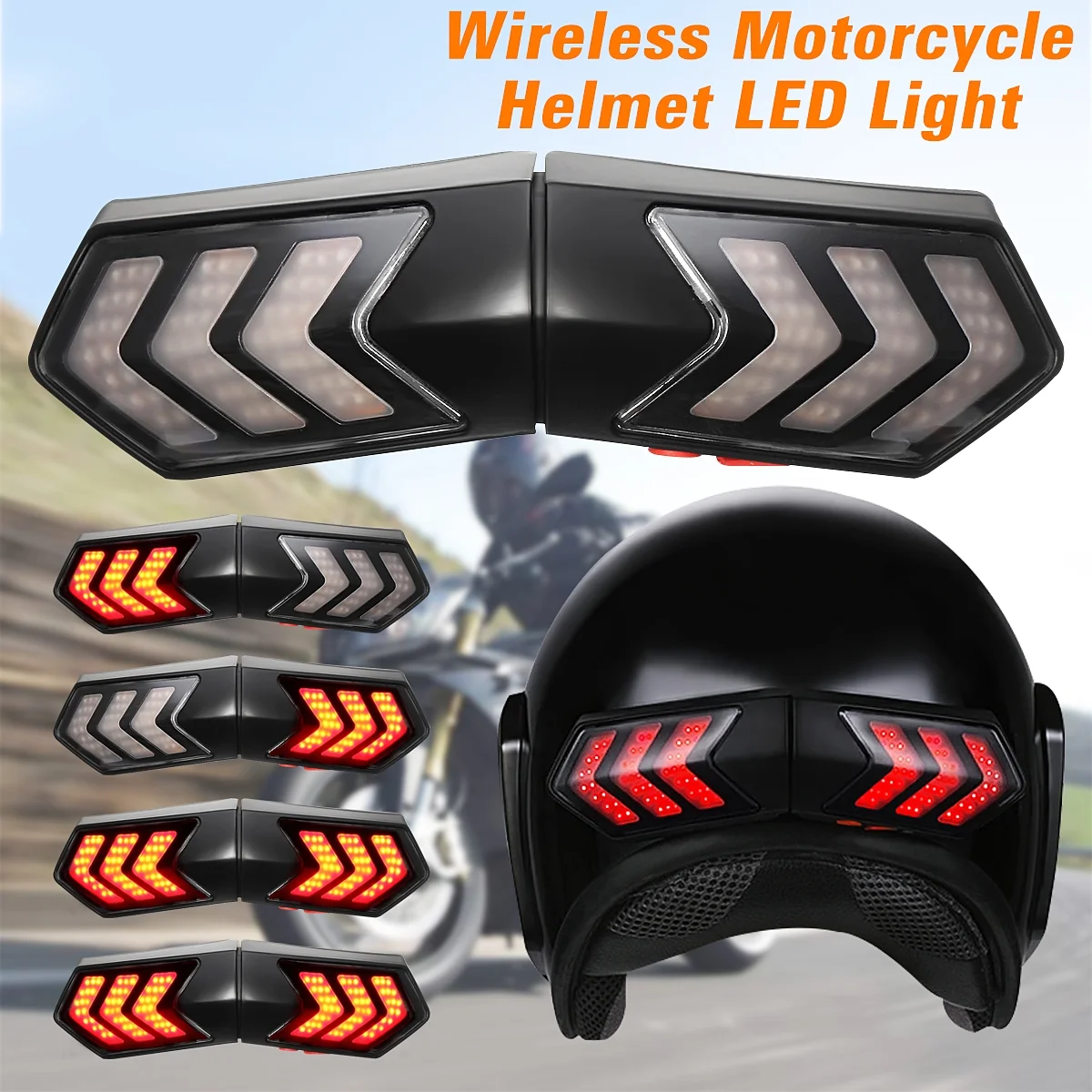 Motorcycle Helmet Wireless LED Safety Brake Stop and Turn Signal Light Indicators
