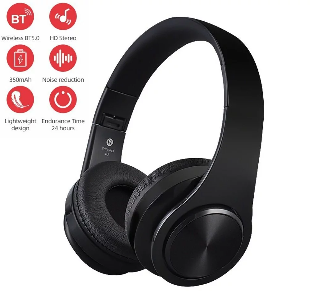 Cyber And Monday sale Wireless Over-Ear Headset with Mic, On Ear Lightweight Foldable Wired Headphones, Hi-Fi Stereo Earphones De