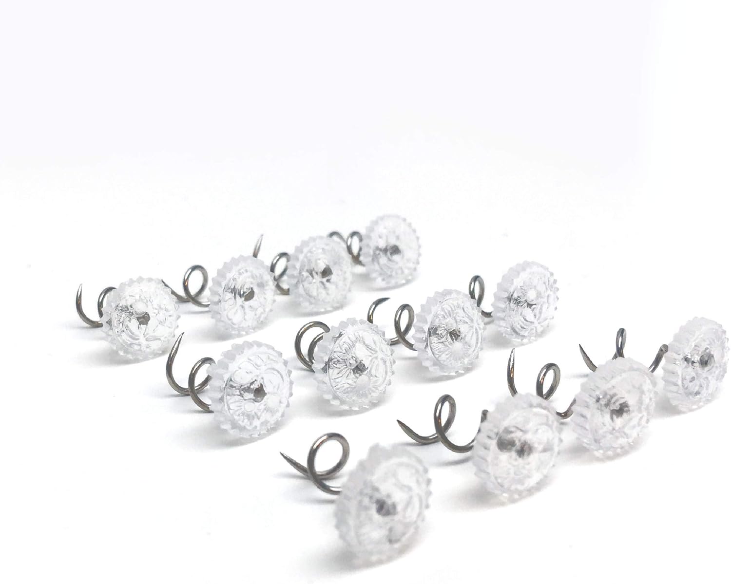 FRESH IDEAS Dust Ruffle, Spiral Push Pins to Keep Skirt in Place Bedding Accessories, Set of 12, White
