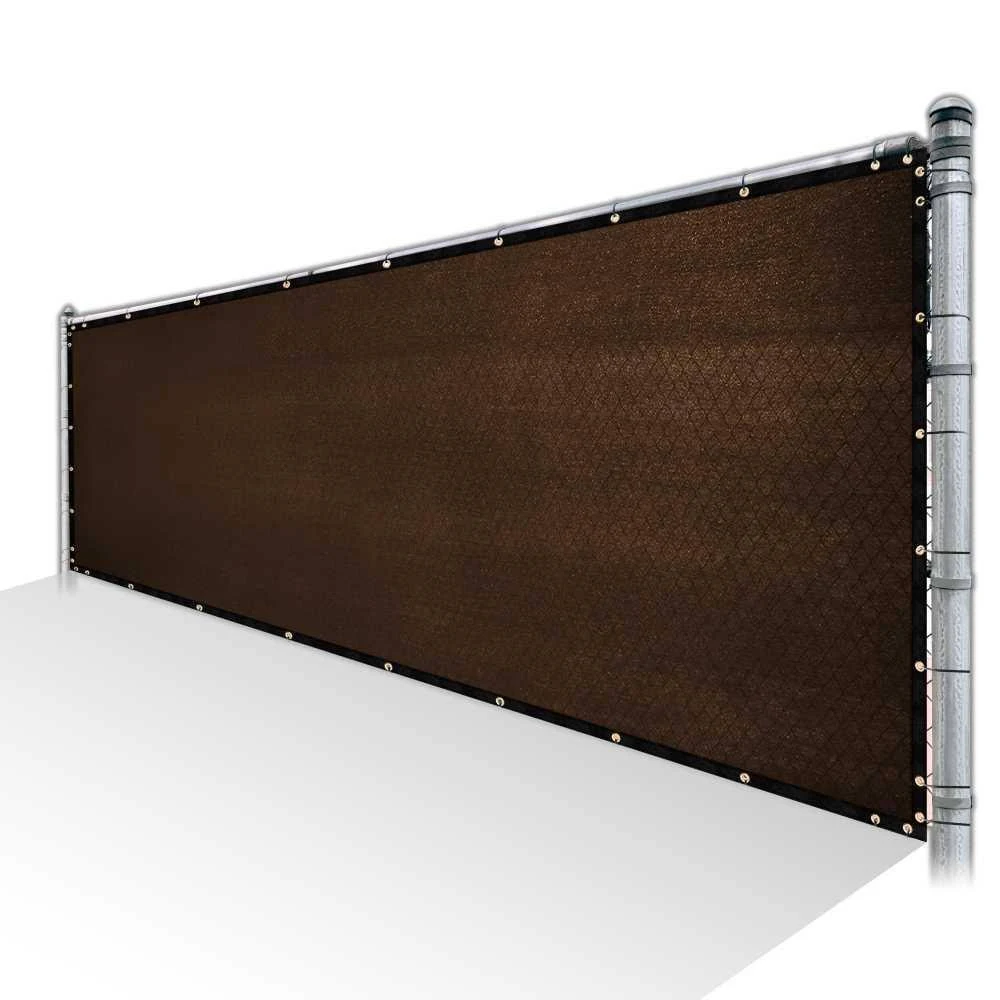 ColourTree 8 ft. x 200 ft. Brown Privacy Fence Screen Mesh Cover Screen with Reinforced Grommets for Garden Fence (Custom Size)