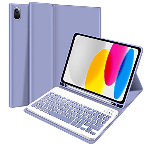 Keyboard Case for iPad 10.5 iPad Air 3 10.5 2019 3rd Gen iPad Pro 10.5 2017 - Wireless Detachable Keyboard with Pencil Holder Purple Purple 10.5 iPad Air 3/ Pro 10.5 Pink