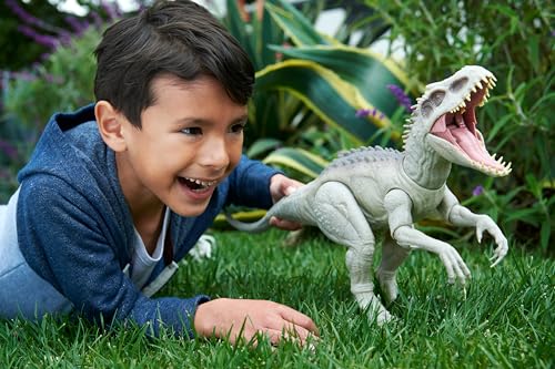 Mattel Jurassic World Camouflage 'n Battle Dinosaur Toy, Indominus Rex Figure with Lights, Sounds & Motion
