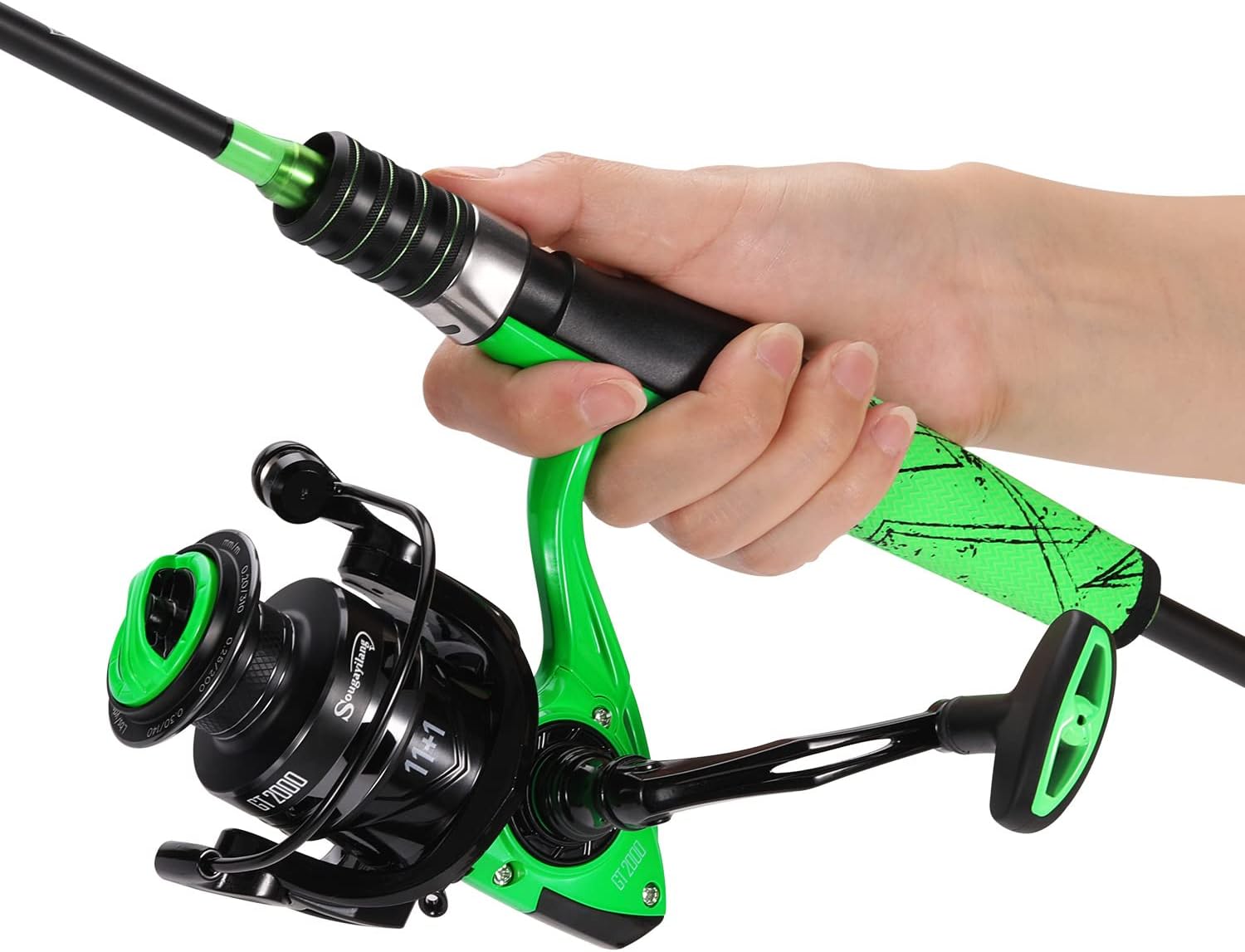 One Bass Fishing Rod and Reel Combo, Spinning Combo with SuperPolymer Handle