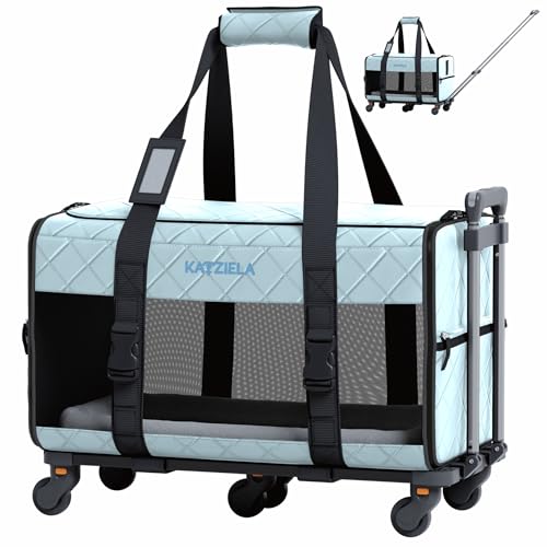 Pet Carrier Airline Approved - Dog Carrier with Wheels - TSA Airline Approved Dog Carrier - Rolling Pet Carrier with Wheels for Small to Medium Size Cat or Dog - Airplane Cabin Animal Friendly Luggage