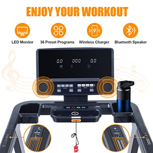 RUNOW Treadmill with Incline, Perfect as Treadmills for Home Walking and Running, Foldable Treadmill Support Bluetooth and Customized Programs, Easy Assembly Exercise Machine