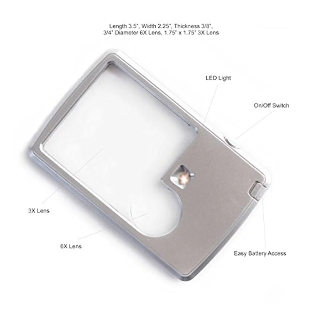 His and Her Pocket Magnifier with Light Bundle - Includes 2 Pocket Magnifying Glasses, Use as 3X Pocket Magnifying Glass with Light, Lighted Magnifying Glass for Reading or 6X Magnifying Lens Loupe