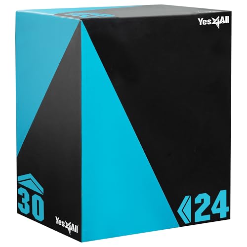 Yes4All 3 in 1 Foam Plyometric Jump Box Jump Training & Conditioning-Plyo Jump Box for Jump Training Fitness Workout Exercise - Heavy - 20x24x30