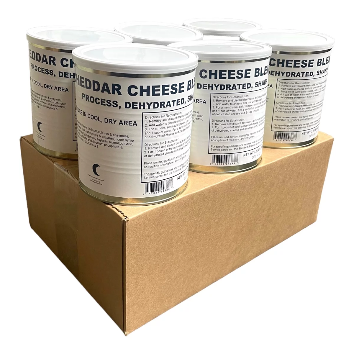 Military Surplus Dehydrated Powdered Cheddar Cheese Blend with 25+ Years Long Shelf Life | Emergency Survival Food for Camping, Hiking, Backpacking |  #10 Can - 1 Can ✅