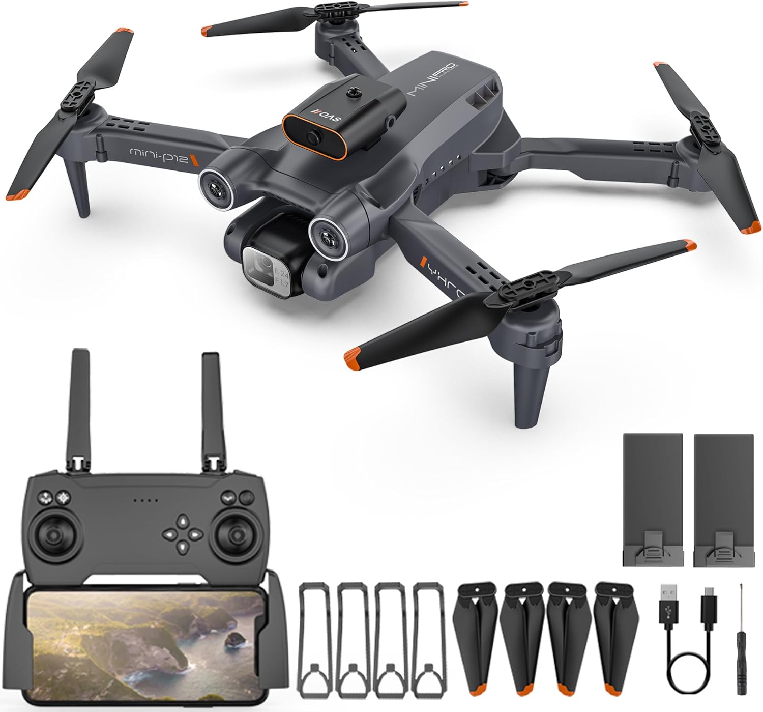 Drone with Camera for Adults Kids, 1080P HD FPV Camera Drones, 90° Adjustable Lens, Gestures Selfie, One Key Start, 360° Flips, 2 Batteries, RC Quadcopter Helicopter Toy Gift for Boys Girls