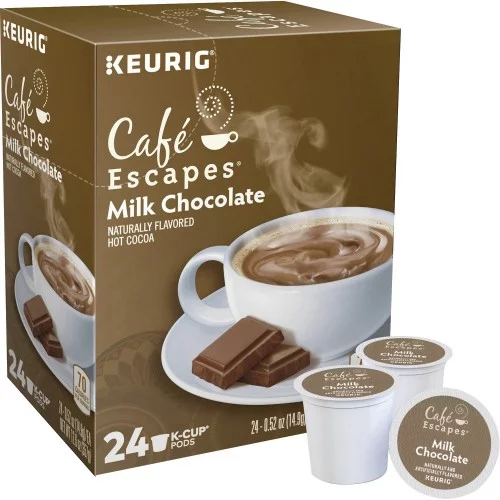 Keurig Cafe Escapes Milk Chocolate Hot Cocoa K-Cups, 24/Box