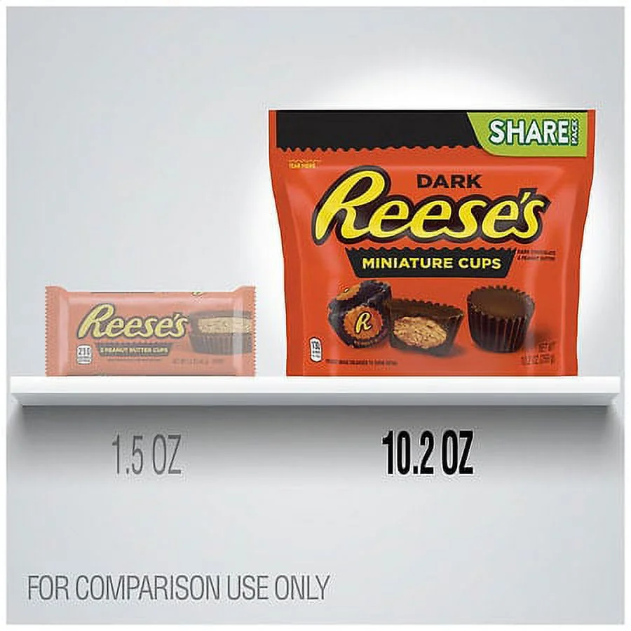 Reese's Miniatures, Cups Candy, Individually Wrapped, Share Pack Dark Chocolate Peanut Butter10.2oz Pack of 2