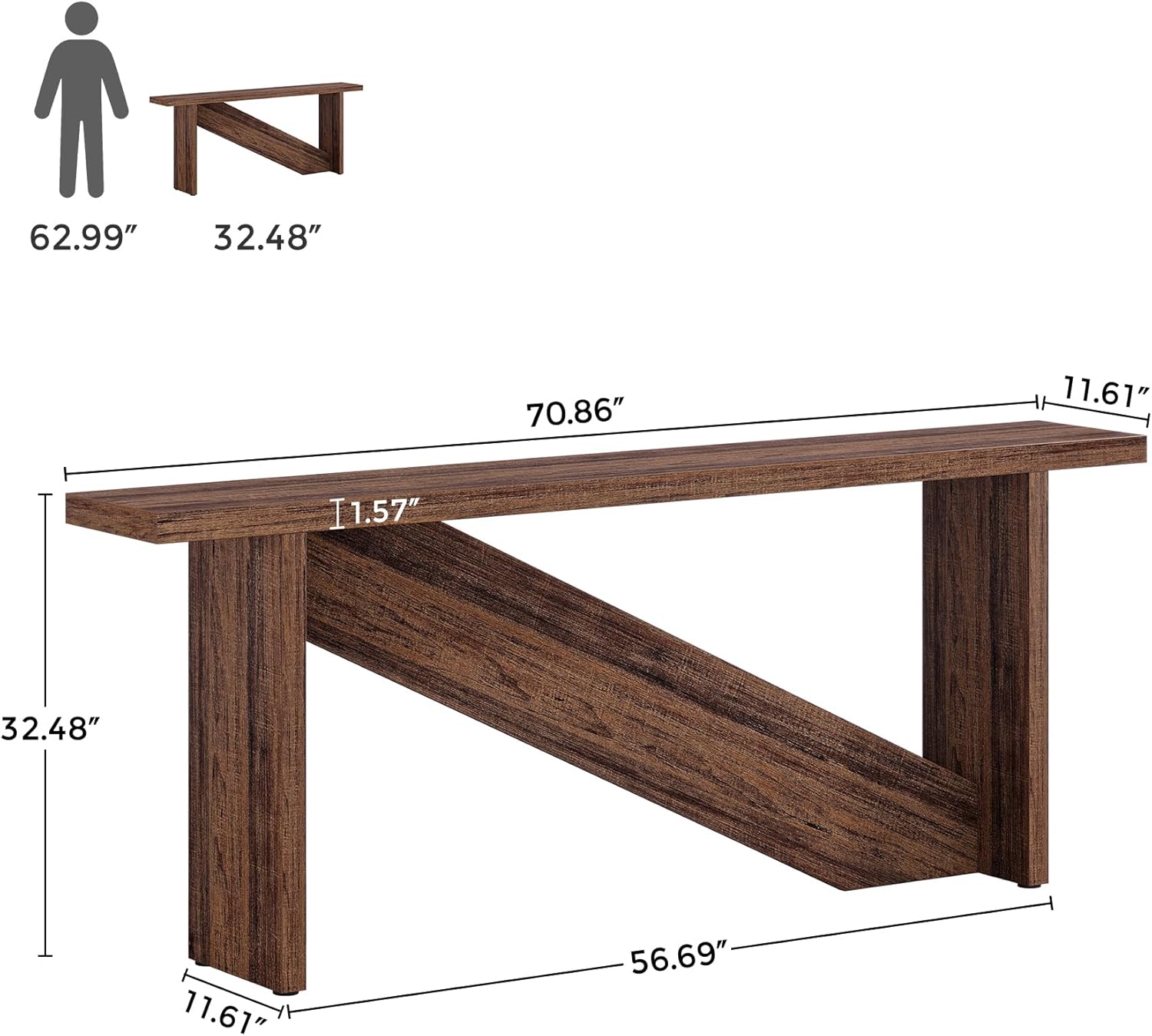 Console Table with LED Lights, 70.86