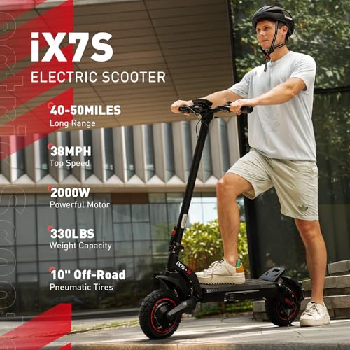 iScooter Electric Scooter Adults, 28/38 MPH Top Speed & 40/50 Miles Long Range Escooter, 10/11