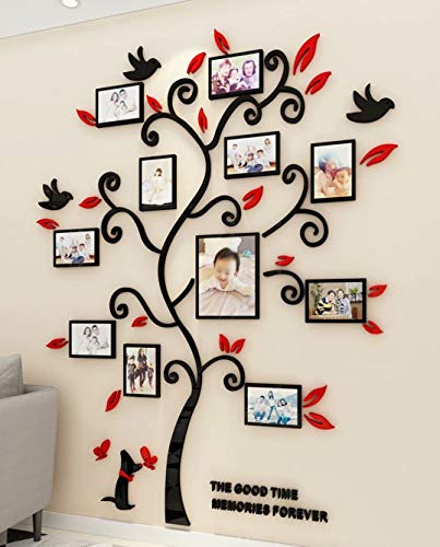 3D Tree Wall Stickers - Family Tree Wall Decor Black Trunk Family Tree Picture Frame DIY Photo Frame Wall Decals Family Tree Frames Living Room Wall Decor Wall Decals (Black, Small)