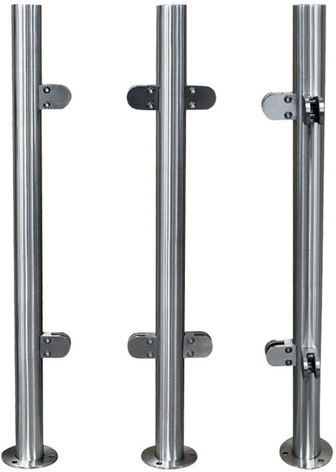 TFCFL 110CM High Glass Balustrade Railing Post Glazing Stainless Steel Pole Handrail Garden Fencing Silver (110cmEnd Post) (110cm Mid Post) Pack of 2