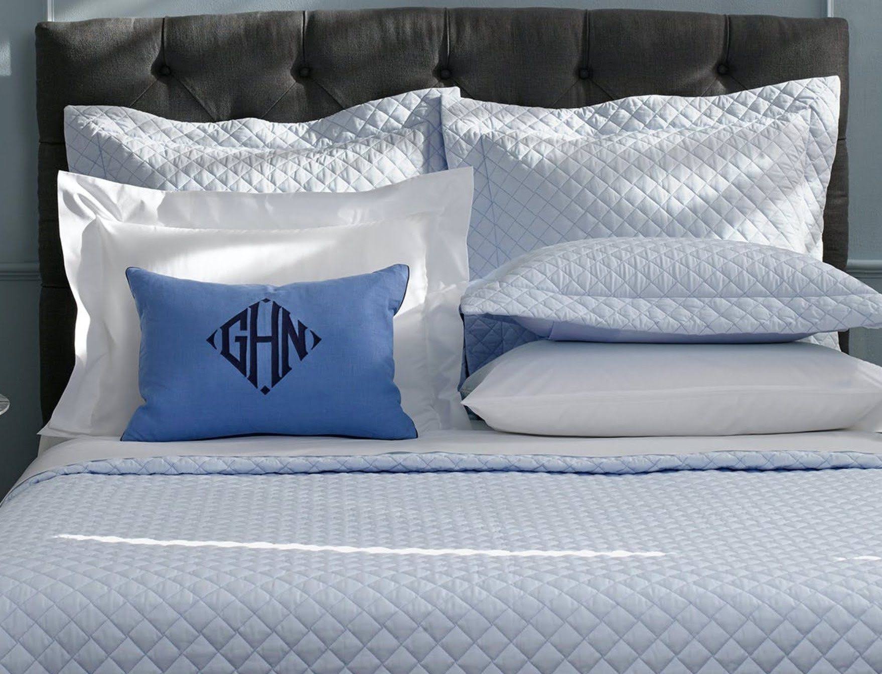 Matouk Gemma Bedding - King Quilted Sham | Sky