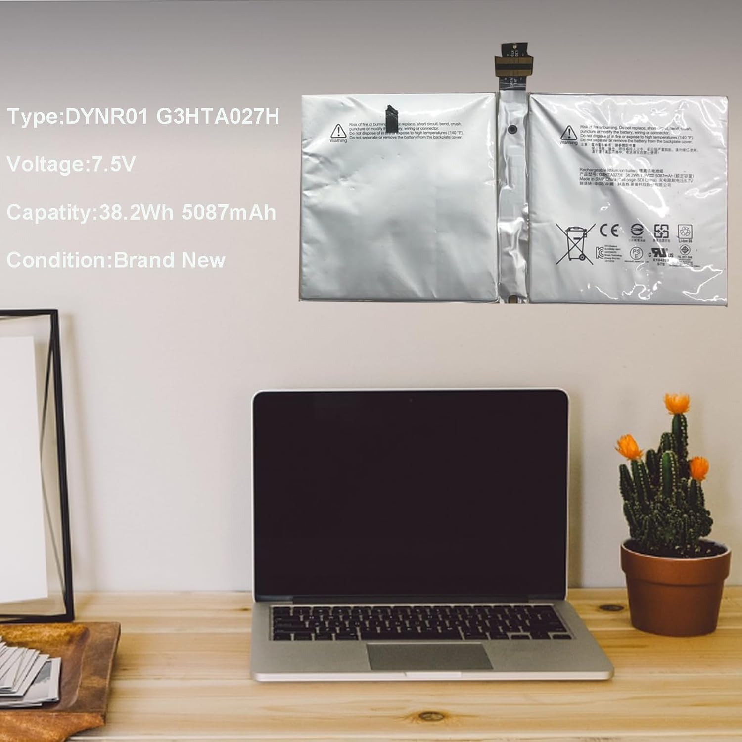 DYNR01 G3HTA027H Laptop Battery Replacement for Microsoft Surface Pro4 Pro 4 1724 12.3 inch Tablet DYNRO1 G3HTA026H G3HTA027H G3HTAO27H G3HTA031H 7.5V 38.2Wh 5087mAh with Tools