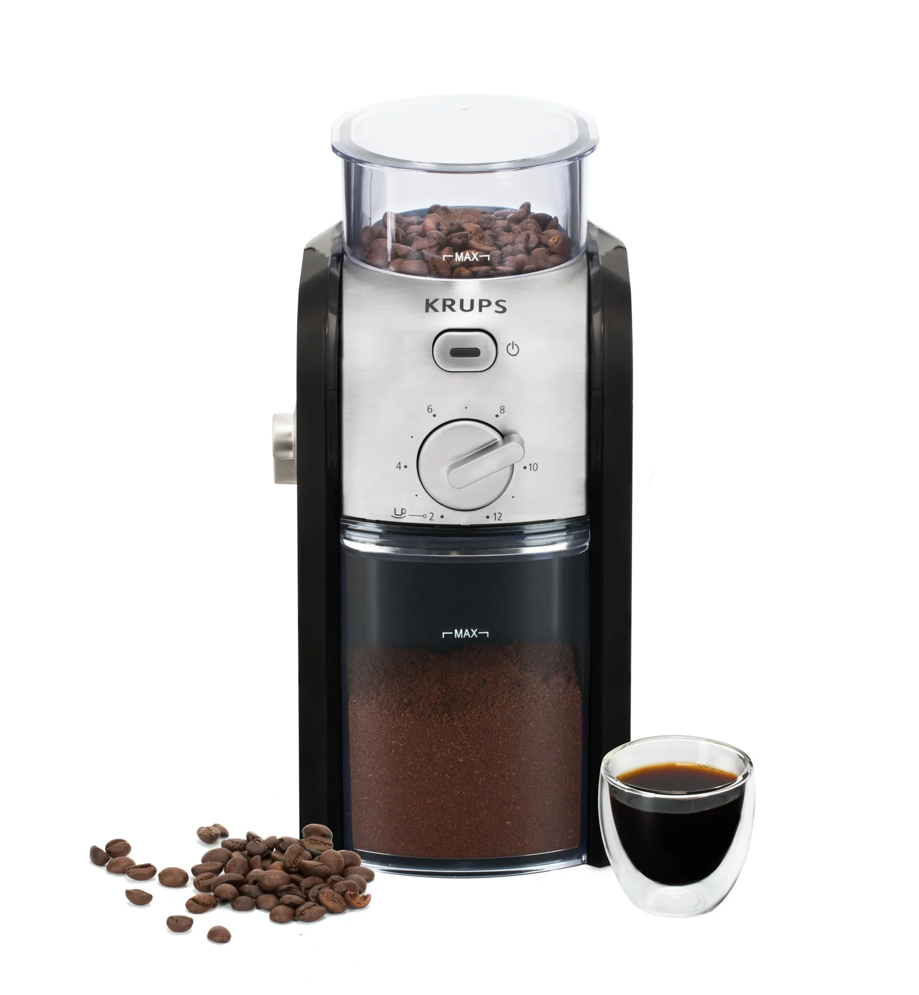 KRUPS GVX212 Burr Mill Coffee Grinder, Black
