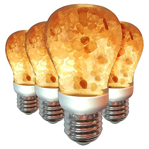 Himalayan Glow LED Light Bulb, Patent Design 60-Watt Equivalent, Warm Amber Glow, Salt Bulb Light, 4 Count
