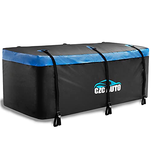 CZC AUTO Hitch Cargo Carrier Bag, 20 cu. ft Waterproof/Rainproof/Weatherproof Cargo Traveling Bag for Car Truck SUV Vans' Hitch Trays and Hitch Baskets, Safe Steady Durable Soft (Blue)