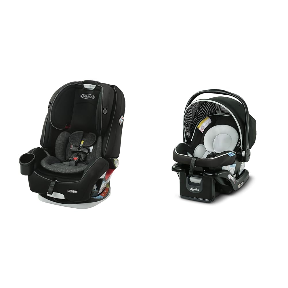 Graco Grows4Me 4-in-1 10-Year Car Seat and SnugRide 35 Lite LX Infant Car Seat Bundle