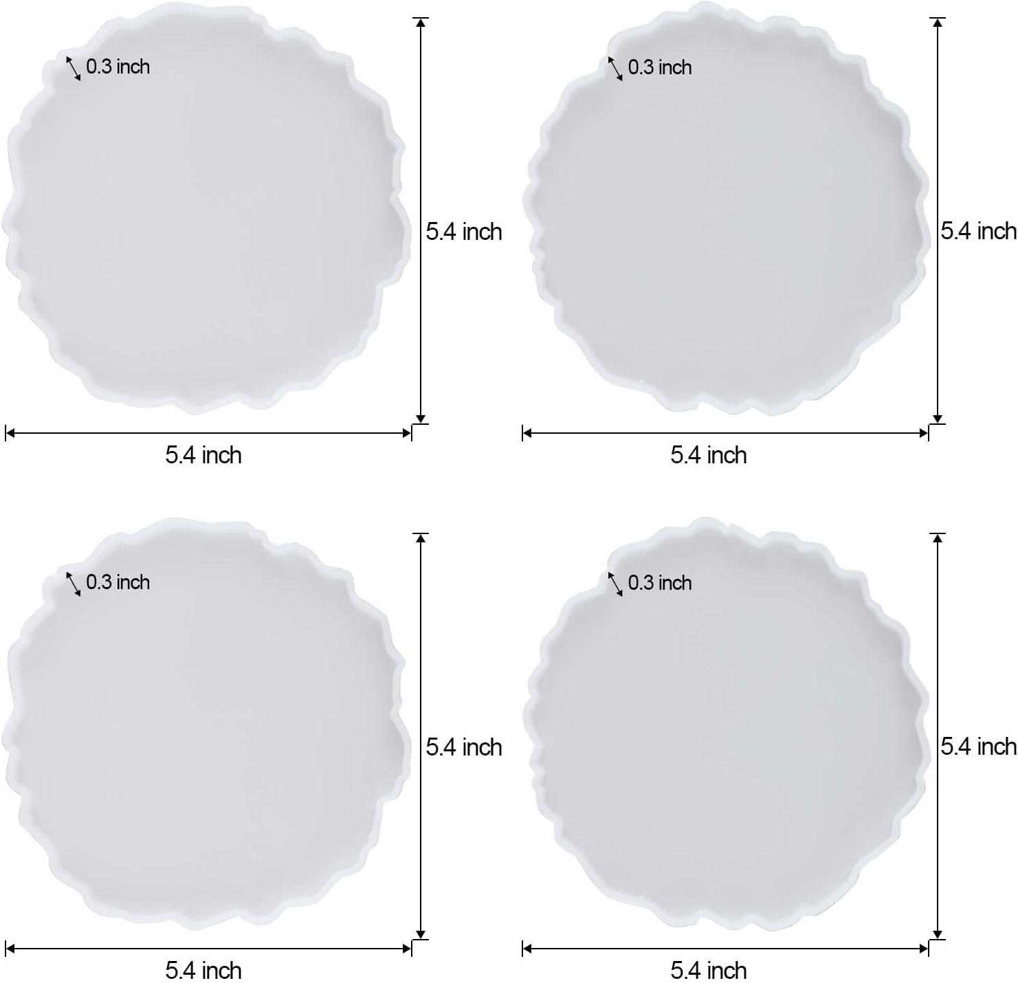 LET'S RESIN Geode Resin Coaster Molds, 4 Pcs Druzy Silicone Agate Coaster Molds